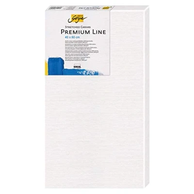 Image of Kreul Solo Goya Stretched Line, Premium Quality Stretcher Frame, Cotton Canvas 4 Times Primed Ideal for Oil, Acrylic and Gouache Paints, Approx. 40 x 80 cm, White