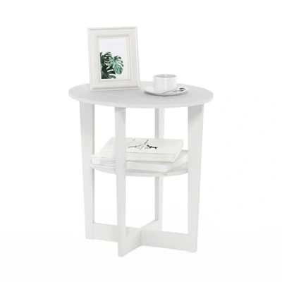 Image of Furinno JAYA Oval Side Table, Nightstand, White