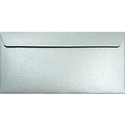 Image of Netuno 100 long Silver pearlescent envelopes DIN DL 110x220mm 4.33x8.66 inches 120gsm Majestic Moonlight peel&amp;seal straight flap no window metallised for invitations wedding greeting cards RSVP
