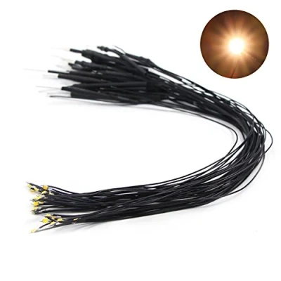 Image of Evemodel L0805GW 20pcs Pre Wired GOLDEN White SMD 0805 Led Lamp Light Set 12V 18V