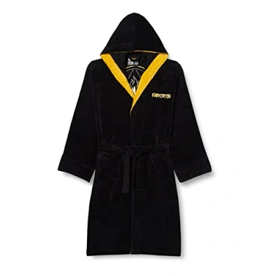 Image of Groovy Uk Farcry 6 Adult Fleece Hooded Bathrobe, One Size, Black/Yellow
