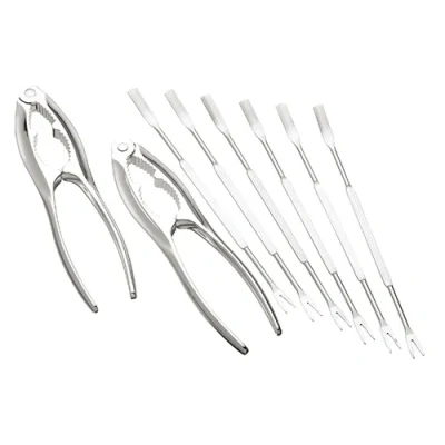 Image of Set of Stainless Steel Fish Crackers and Seafood Forks
