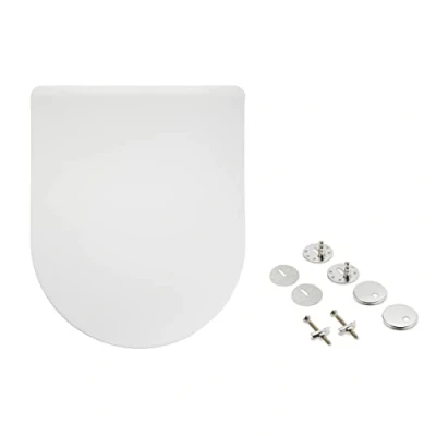Image of Amazon Basics D Shape Urea Toilet Seat, Matt Finish, White, 36.5 x 43 cm