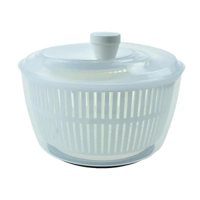Image of OPTIVICE Plastic 5L Salad Spinner Large Capacity with mesh and Easy Spin Mechanism Lettuce Kitchen Essential Spinners, Fruit Washer, Veg wash (White)