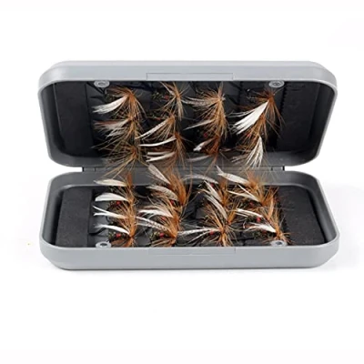 Image of ANCLLO 32Pcs Fly Fishing Flies Kit with Box Dry Wet Nymphs Streamers for Bass Salmon Trout