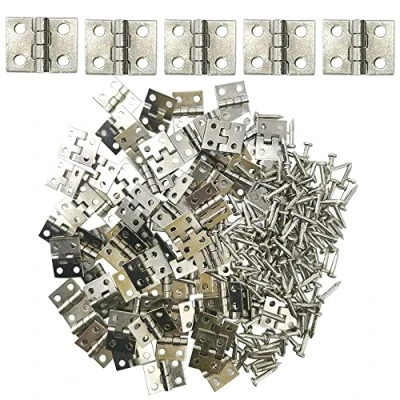 Image of Ruidee 50 Pcs Mini Brass Hinges Miniature Furniture Cabinet for DIY Wooden Jewelry Box, Doll Houses, Tool Box（Silver）