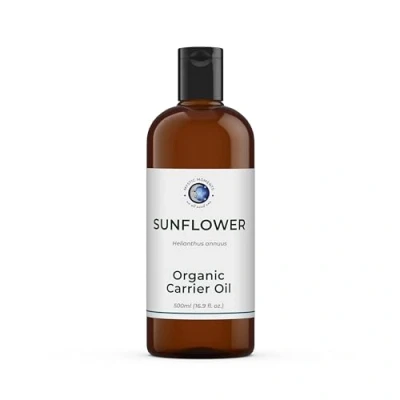 Image of Mystic Moments Organic Sunflower Carrier Oil 500ml Pure &amp; Natural Perfect for Hair, Face, Nails, Aromatherapy, Massage and Dilution Vegan GMO Free