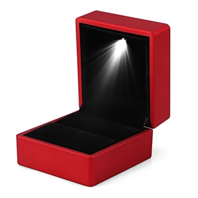 Image of Stylish LED Light Up Ring Box Storage Case Holder red