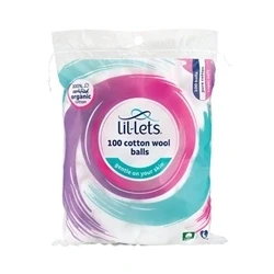 Image of Lil Lets Cotton Wool Balls x100/pack (Pack of 12) 99CBL100CO