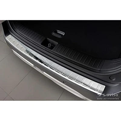 Image of Avisa 2/35643 Stainless Steel Rear bumper protector compatible with Kia Sportage V 2021 &#039;Ribs&#039;, Silver