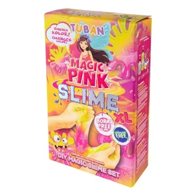 Image of Tuban DIY Slime Set Glue Activator Neon Glitter Container Stirring Stick Toy for Kids Magic Pink XL
