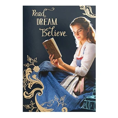 Image of Hallmark Beauty and the Beast Birthday Card &quot;Read Dream Believe&quot; Medium