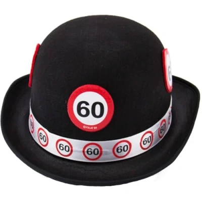Image of Traffic Sign 60th Black Bowler Hat