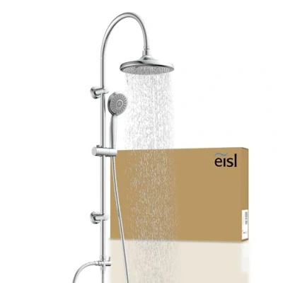 Image of EISL Summer Diameter 220 mm and Hand 3 Jet Types Ideal for Retrofitting Rain Shower Complete Mounting Set Chrome DX1005CS A