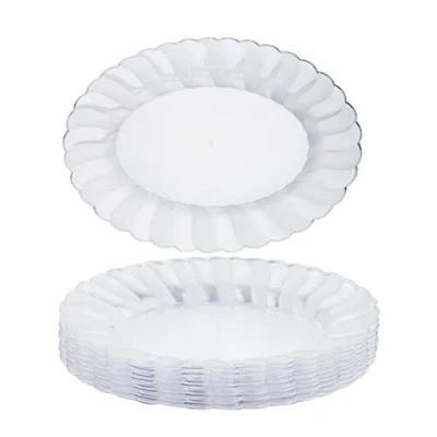 Image of MATANA 10 Oval Serving Platters, 30x23cm Clear Plastic Trays for Food Serving, Catering, Parties, Weddings, Birthdays Sturdy &amp; Reusable Snack, Sandwich, Buffet