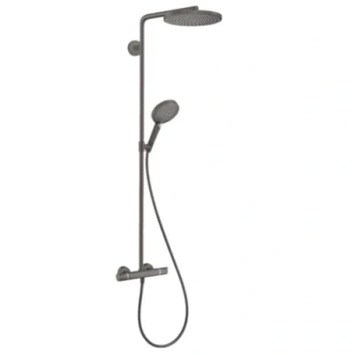 Image of Hansgrohe Raindance Select S Showerpipe 240 1jet PowderRain with thermostatic shower mixer, brushed black chrome, 27633340