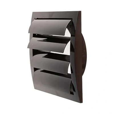Image of Brown Exhaust Hood Vent 6&#039;&#039; Inch / 150 mm with Shutters, Built in Pest Guard Screen and Flange, Air Cover Flaps, HVAC Duct Cap, Helps Backdraught/Backdraft