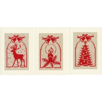 Image of Vervaco Christmas Symbols Card Cross Stitch Set, Multi Colour