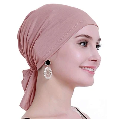 Image of osvyo Bamboo Chemo Headscarf for Women Hair Loss Cancer Slip On Headwear Turbans Hats caps Sealed Packaging Light Apricot Blush