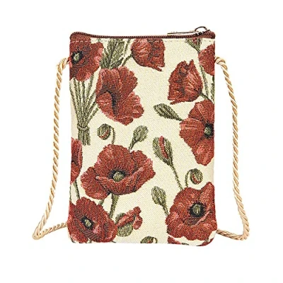 Image of Signare Tapestry Mini Crossbody Phone Bag, Ladies Purse for Phone, Mobile Purse, Smart Bag (Poppy)