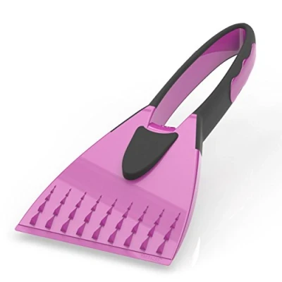 Image of AUPROTEC Ice Scraper Car Windscreen 2K non slip soft grip + plastic chisel Windshield de icer tool colour pink