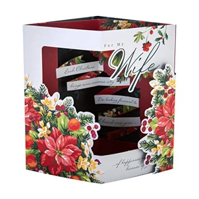Image of Hallmark Christmas Card for Wife Traditional 3D Pop Up Floral Design