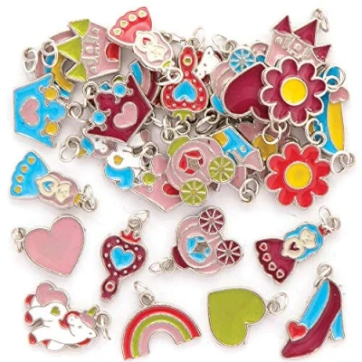Image of Baker Ross FE314 Princess Bracelet Charms Pack of 30, Perfect for Kids Jewellery Making Activities, Bracelets, Necklaces, Bead Art Activities or Party Crafting