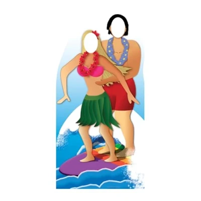 Image of Star Cutouts Cut Out of Surfer Couple Stand in