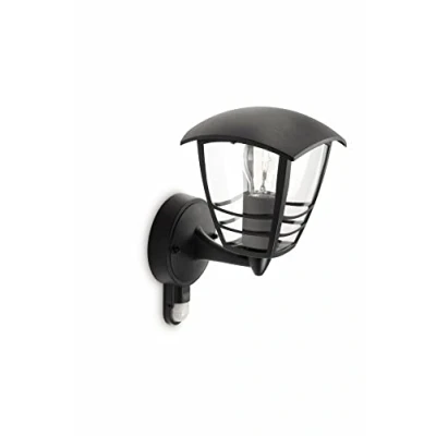Image of PHILIPS Mygarden Creek Outdoor Wall Light with Motion Sensor (Requires 1 x 60 W E27 Bulb), 220 240V, Black