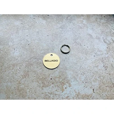 Image of KNIFE POINT ENGRAVED PET DOG, PUPPY, CAT, KITTEN ID TAG, DISCS SOLID BRASS, LASER (25MM ENGRAVE BOTH SIDES)
