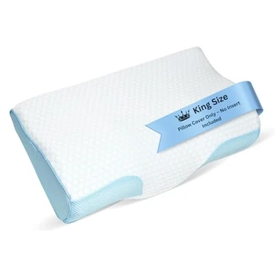 Image of Derila Cooling Memory Foam King Size Pillow Case optimal temperature control for your perfect sleep. Quality material white pillowcase ensures
