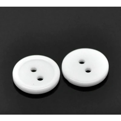 Image of 25pcs White Round 15mm Ridged Resin Buttons with 2 Sewing Holes. for Cardmaking, Scrapbooking and Other Crafts