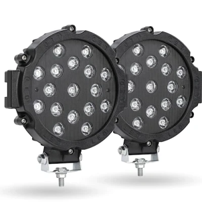 Image of AUTOXBERT 7Inch LED Spot Lights, 51W Round Work Lights 12V 4X4 Fog Driving Lamps for Truck Offroad Tractor ATV Boat SUV, Pack of 2