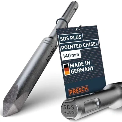 Image of Presch SDS Plus Pointed Chisel Extremely Robust, Durable tip for All Breakthrough Work (140 mm Length) Rotary Hammer Made of high Performance Steel Powerful impacts