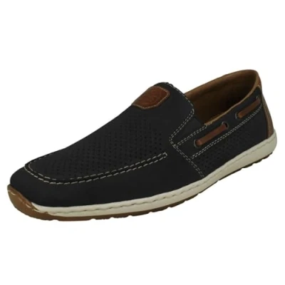 Image of Rieker Men&#039;s Frühjahr/Sommer 8866 Loafers, Blue (Pazifik/Amaretto 15), 9 UK