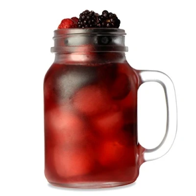 Image of Frosted Mason Drinking Jar Glasses 1 Pint Set of 4 Gift Boxed Jars for Cocktails