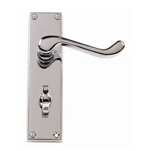 Image of victorian scroll door handle bathroom 150mm x 40mm polished chrome