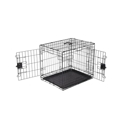 Image of Amazon Basics Small Metal Dog Crate/Cage with Tray, Durable and Foldable Cage Double Door, Black, 61 cm L x 46 W 51 H