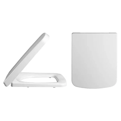 Image of Nuie NCH196 Modern Bathroom Square Soft Close Toilet Seat, 430mm x 355mm, White