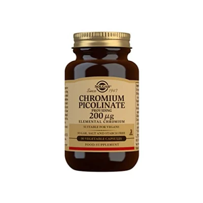 Image of Solgar Chromium Picolinate 200 µg Vegetable Capsules Pack of 90 High Absorption Rate Supports a Healthy Metabolism and Blood Glucose Level Vegan Gluten Free Gold