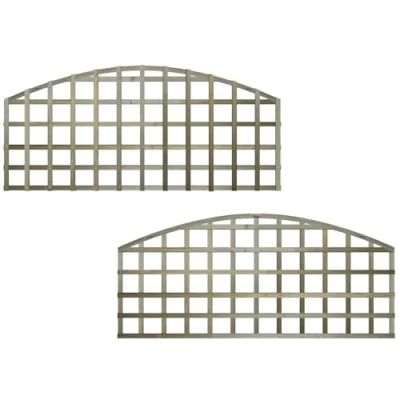 Image of Premier Garden Standard Trellis Panels 120mm Squares Arched Design Width: 6ft (183cm) x Height @ Shoulder: 2ft (60cm) + 20cm Arch on top Fence Panel Topper Wave affect with Concave