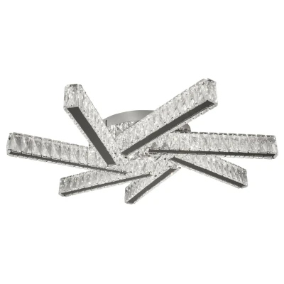 Image of Clover LED 7 Light Flush Ceiling Chrome, Crystal