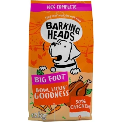 Image of Barking Heads Complete Dry Dog Food 12kg Adult Big Foot (Large Breed) Bowl Lickin&#039; Goodness Chicken Natural Everyday Immunity &amp; Vitality Vet Approved