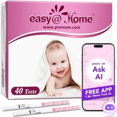 Image of Pregnancy Test Strips Early Detection: Easy@Home 40 x HCG 10mIU/mL, Accurate Tests, Sensitive with Smart APP, Home Fertility Testing Kit Packs