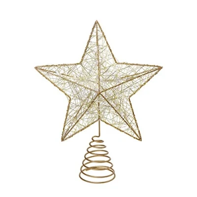 Image of Nicexmas Treetop Star Tree Topper Battery Operated LED Christmas Decoration (Gold)