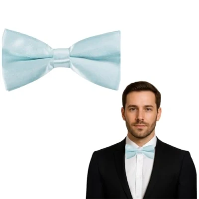 Image of Clip On Satin Plain Colour Safety Bow Tie (Baby Blue)