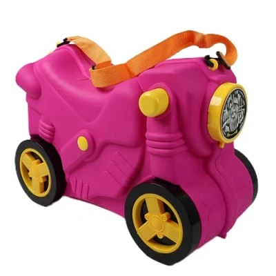 Image of DIVCHI Kids Suitcase with Wheels Ride On, Carry Sit On Hand Luggage Cabin Trolley Children Travel Bags Boys &amp; Girls Gift (Pink)