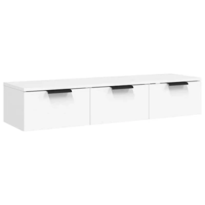 Image of vidaXL Wall Cabinet Floating TV Unit Sideboard Entertainment Centre Mounted Hanging Console Media White Engineered Wood