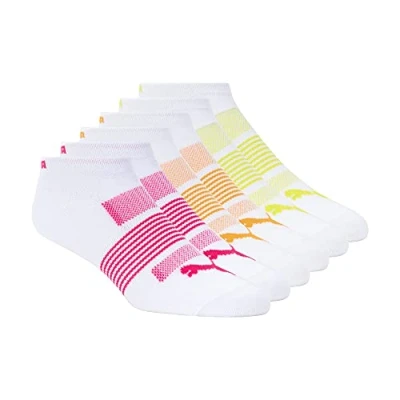 Image of PUMA Women&#039;s 6 Pack Runner Socks, White, 8 10 UK