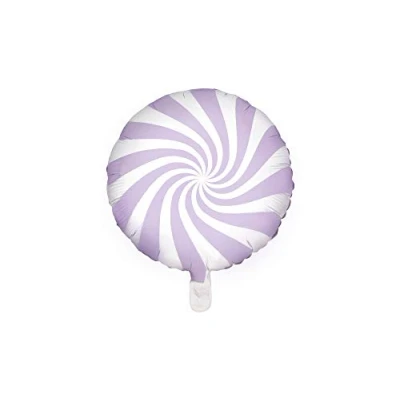 Image of PartyDeco Foil Candy Lolly Balloon in Purple White Hel Round Size Approx. 35 cm Garland Backdrop Wedding Decoration Birthday Christmas Halloween